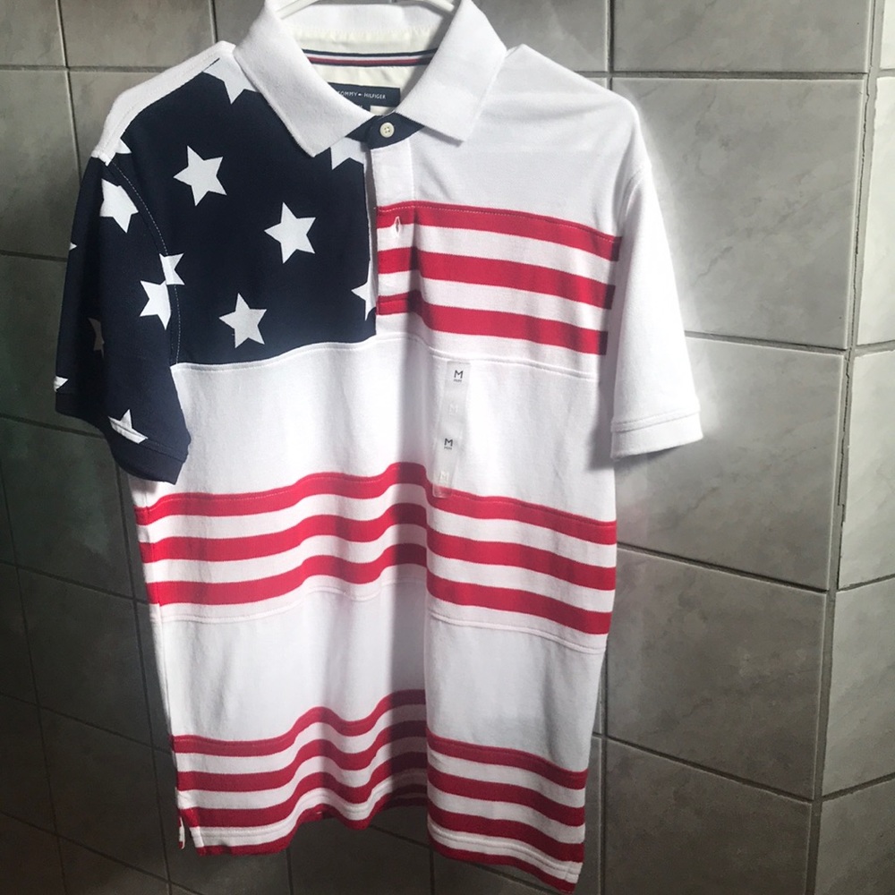 Tommy Hilfiger Men's USA Flag Polo Shirt